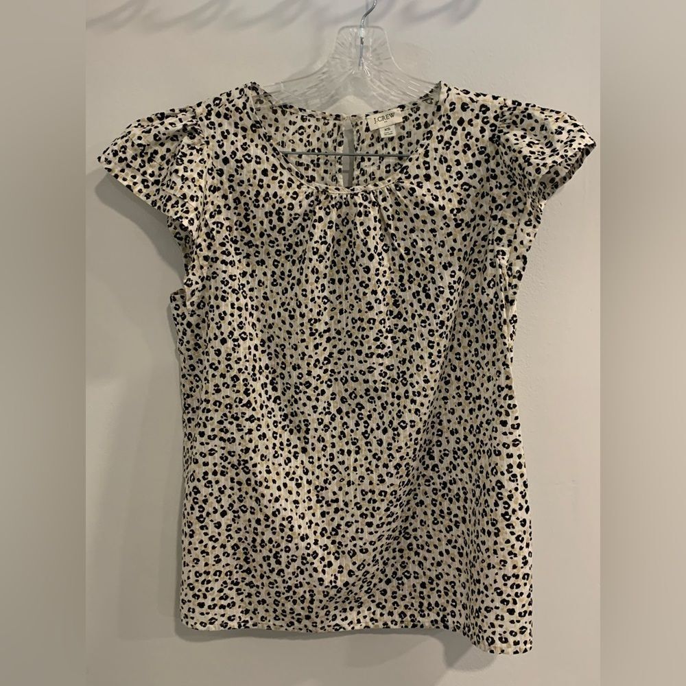 J. Crew Leopard Print Blouse - Black and Cream